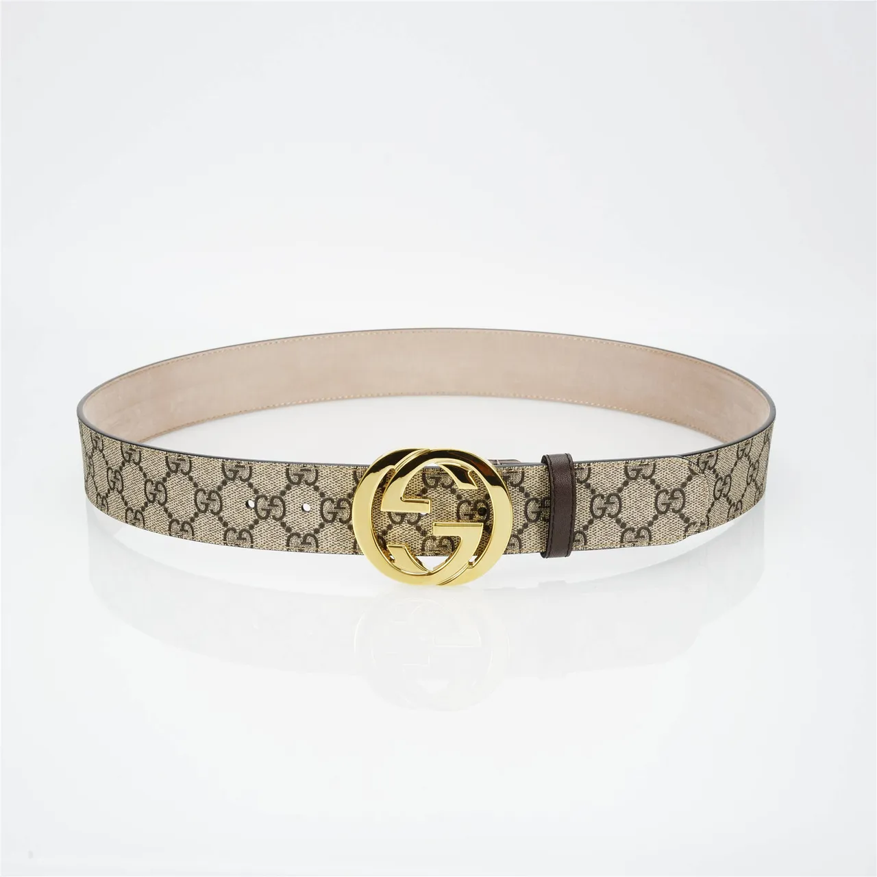 Gucci GG Marmont Beige and Black GG Monogram Leather Belt 10