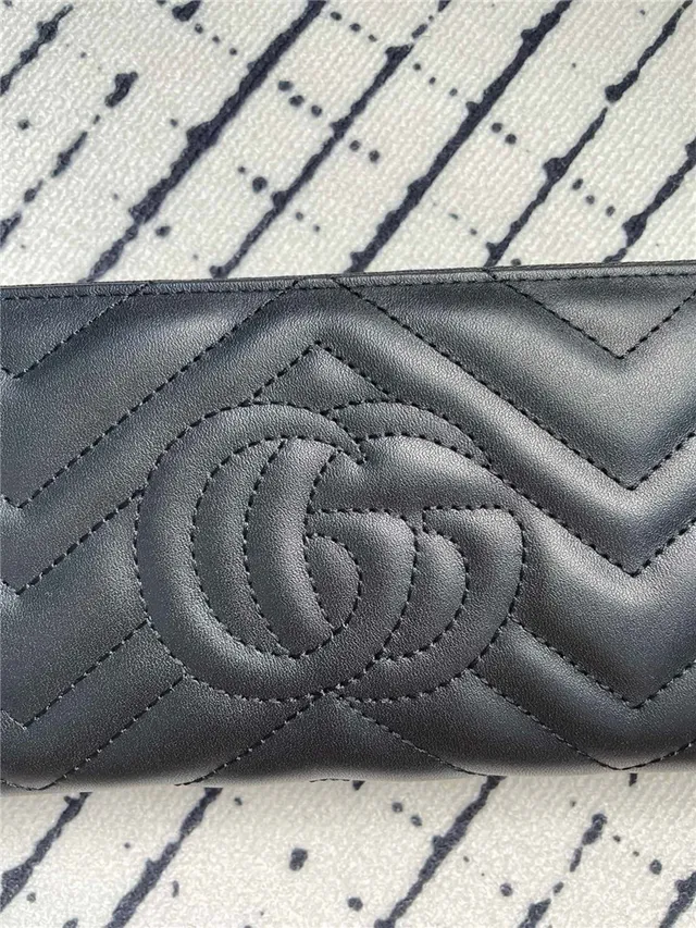 Gucci GG Marmont Black Chevron-Quilted Long Wallet 5