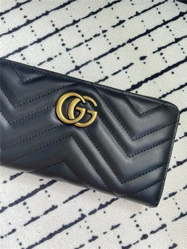 Gucci GG Marmont Black Chevron-Quilted Long Wallet 8