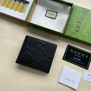Gucci GG Marmont Black Embossed Monogram Short Wallet