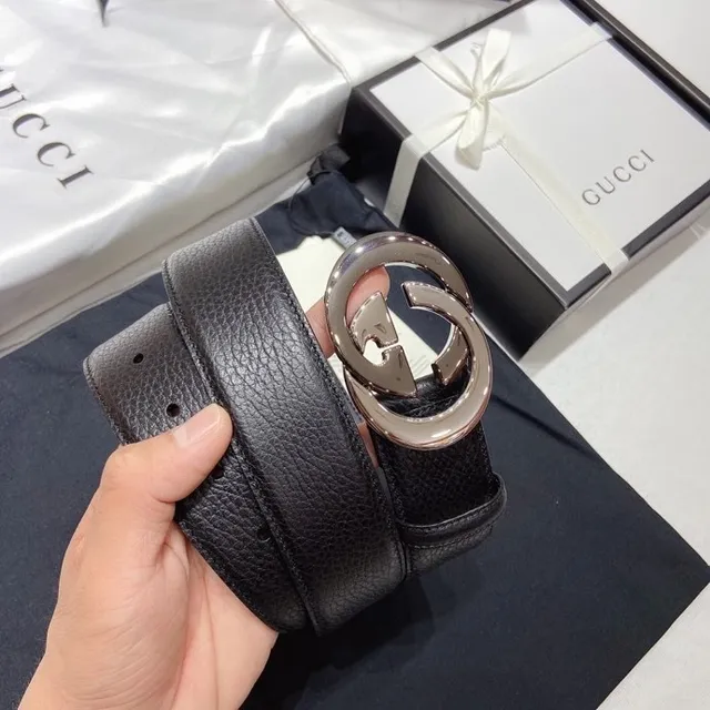 Gucci GG Marmont Black Pebbled Leather Belt 5