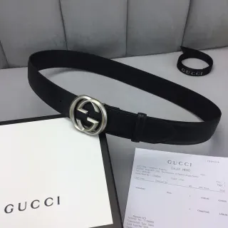 Gucci GG Marmont Black Textured Leather Belt