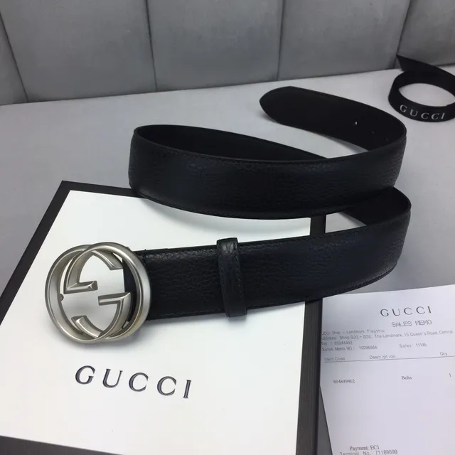 Gucci GG Marmont Black Textured Leather Belt 2