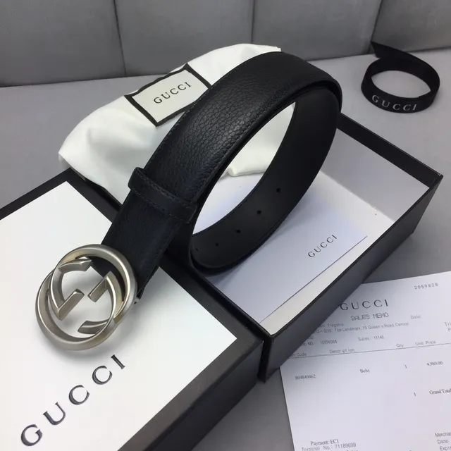Gucci GG Marmont Black Textured Leather Belt 4