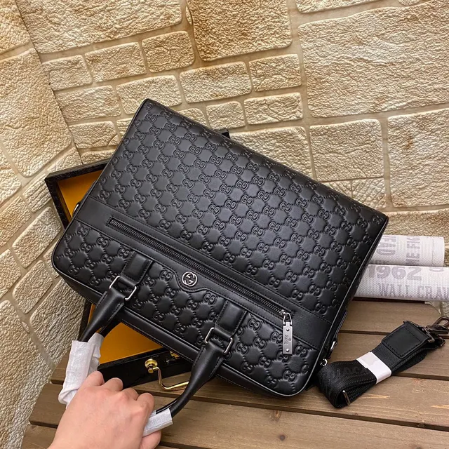 Gucci GG Marmont Briefcase Noir Argent Monogramme Embossed Cuir 4