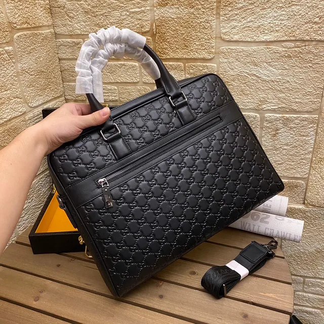 Gucci GG Marmont Briefcase Noir Argent Monogramme Embossed Cuir 5