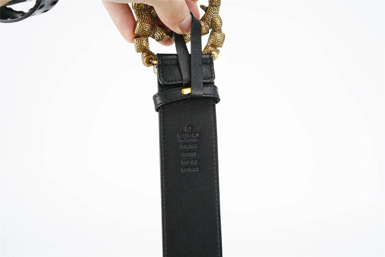 Gucci GG Marmont Crystal-Embellished Black Leather Belt 7