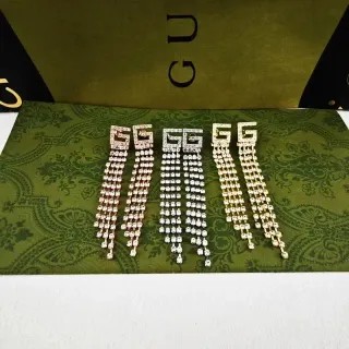 Gucci GG Marmont Crystal Fringe Tassel Earrings