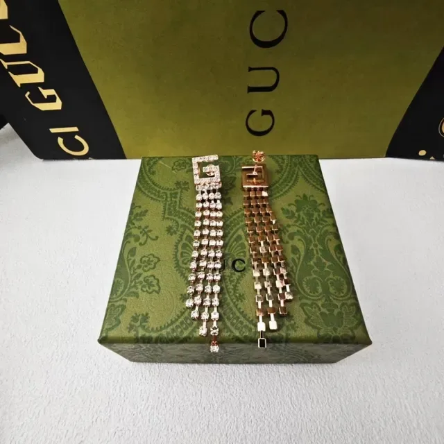 Gucci GG Marmont Crystal Fringe Tassel Earrings 2