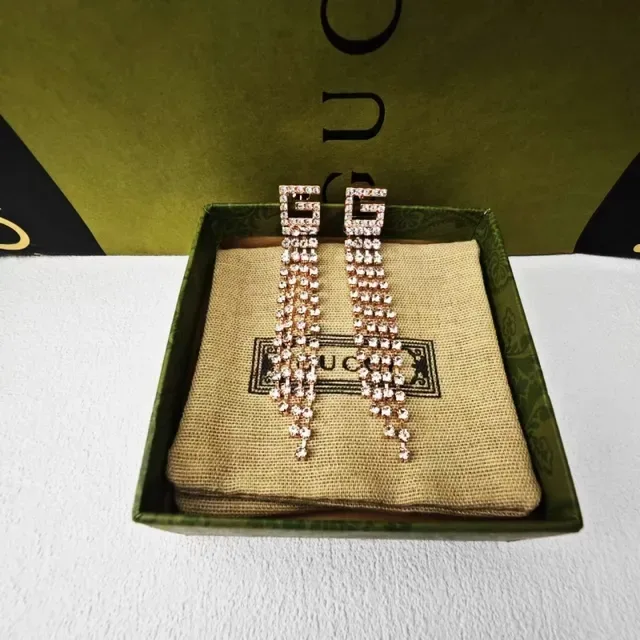 Gucci GG Marmont Crystal Fringe Tassel Earrings 5