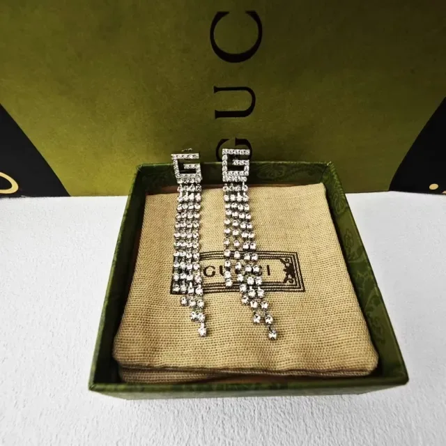 Gucci GG Marmont Crystal Fringe Tassel Earrings 7