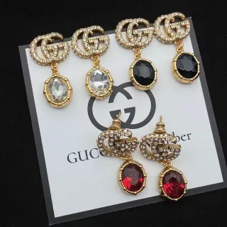 Gucci GG Marmont Double G Crystal and Faceted Stone Earrings