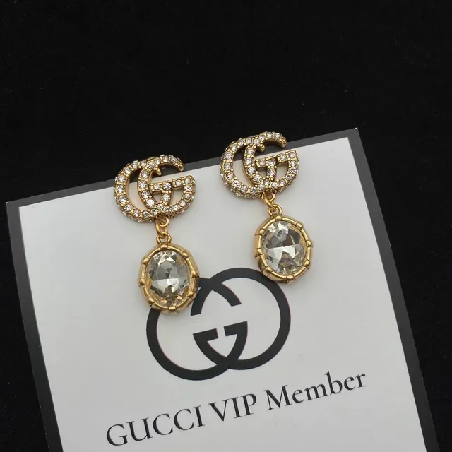 Boucles d'oreilles Gucci GG Marmont Double G à cristaux et pierres facetées 5