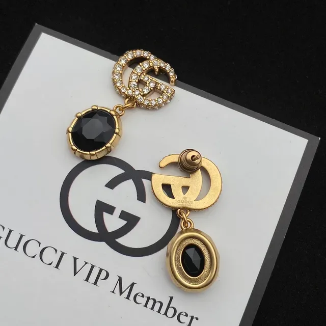 Boucles d'oreilles Gucci GG Marmont Double G à cristaux et pierres facetées 6