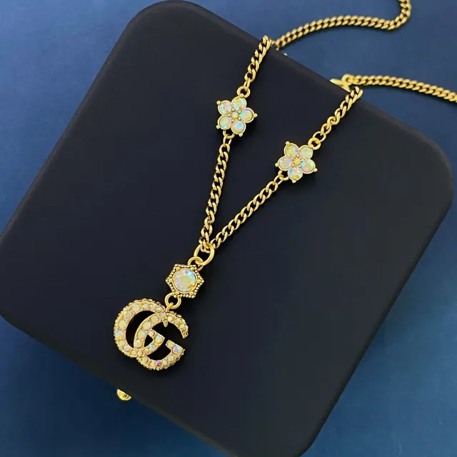 Gucci GG Marmont Gold Multicolor Interlocking Motif Necklace 5
