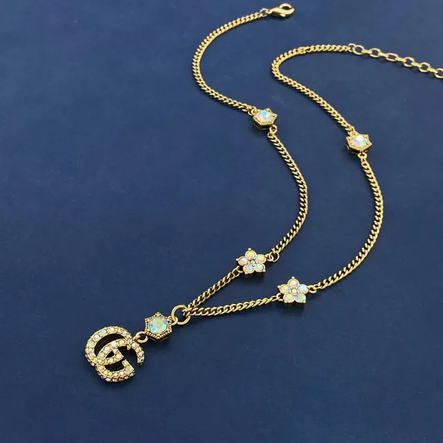 Gucci GG Marmont Gold Multicolor Interlocking Motif Necklace 8