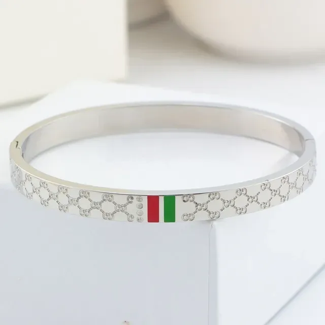 Gucci GG Marmont Gold Red Interlocking Monogram Enamel Web Stripe Bracelet 3