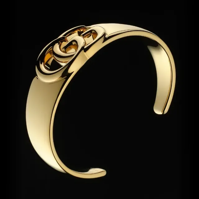 Gucci GG Marmont Gold-Tone Interlocking Double G Open Cuff Bracelet 3
