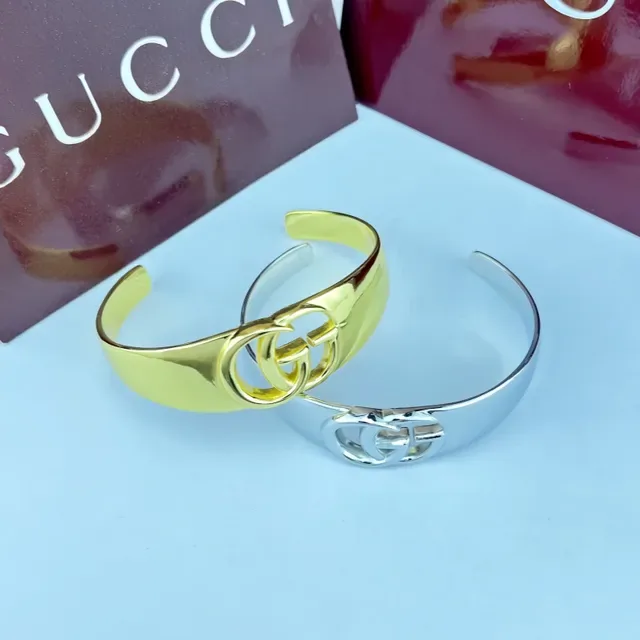 Gucci GG Marmont Gold-Tone Interlocking Double G Open Cuff Bracelet 7