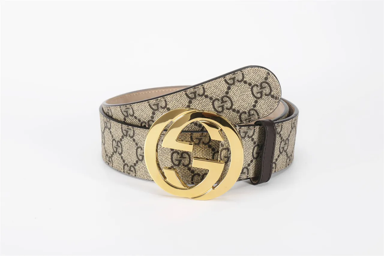 Gucci GG Marmont Interlocking G Buckle Ceinture en cuir beige et marron 5