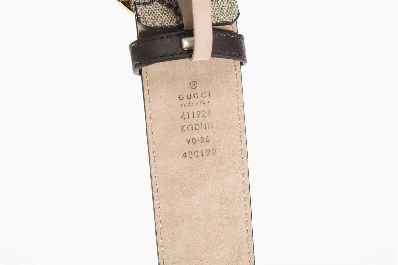 Gucci GG Marmont Interlocking G Buckle Ceinture en cuir beige et marron 6