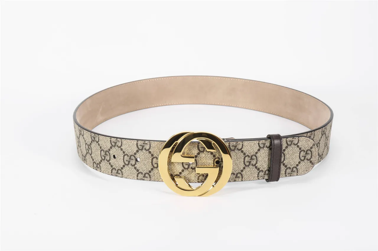 Gucci GG Marmont Interlocking G Buckle Ceinture en cuir beige et marron 8