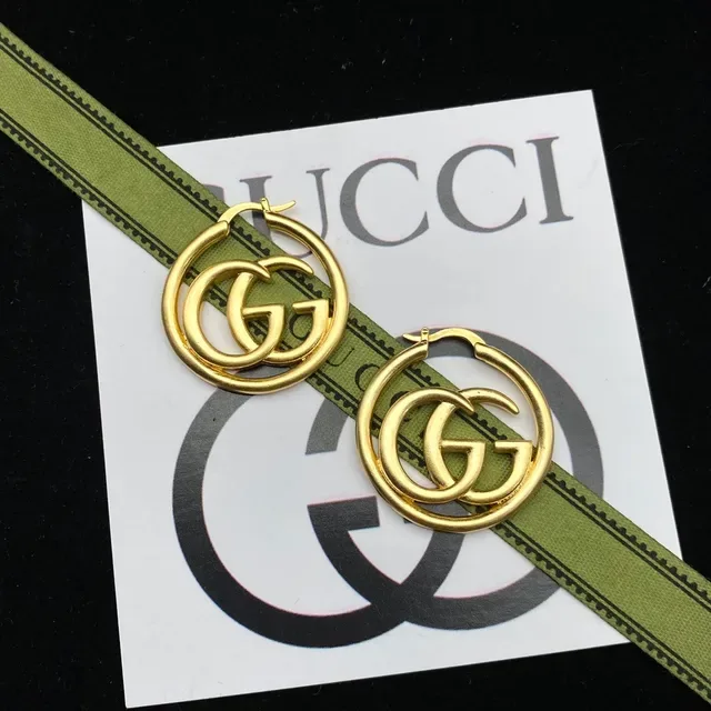 Gucci GG Marmont Interlocking G Gold Hoop Earrings 3