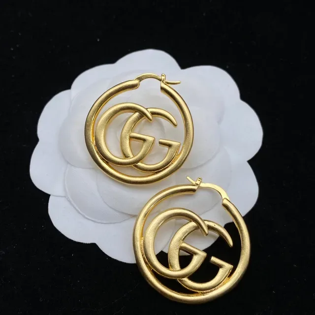 Gucci GG Marmont Interlocking G Gold Hoop Earrings 4