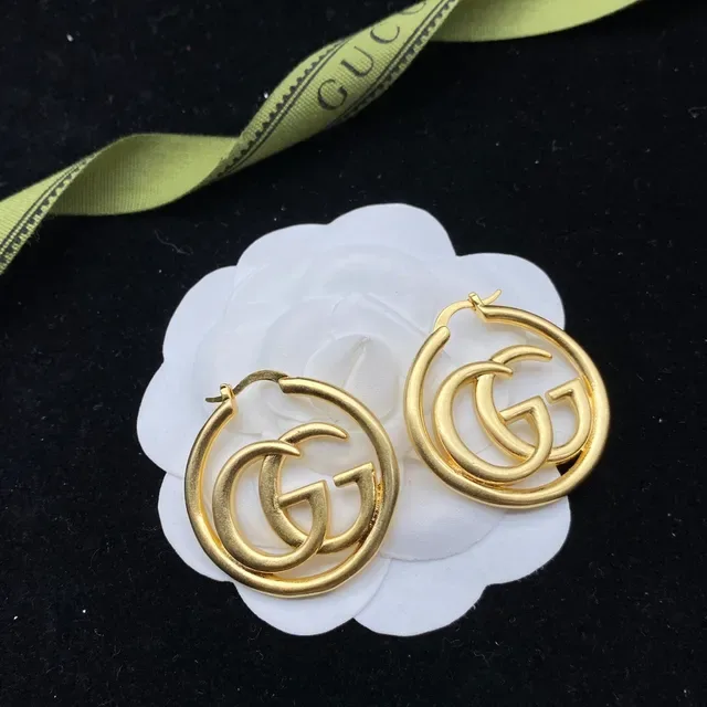 Gucci GG Marmont Interlocking G Gold Hoop Earrings 5