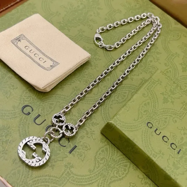 Gucci GG Marmont Interlocking G Pendant Silver Necklace 5