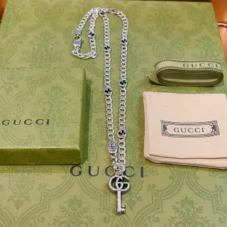 Gucci GG Marmont Key Pendant Silver Chain Necklace
