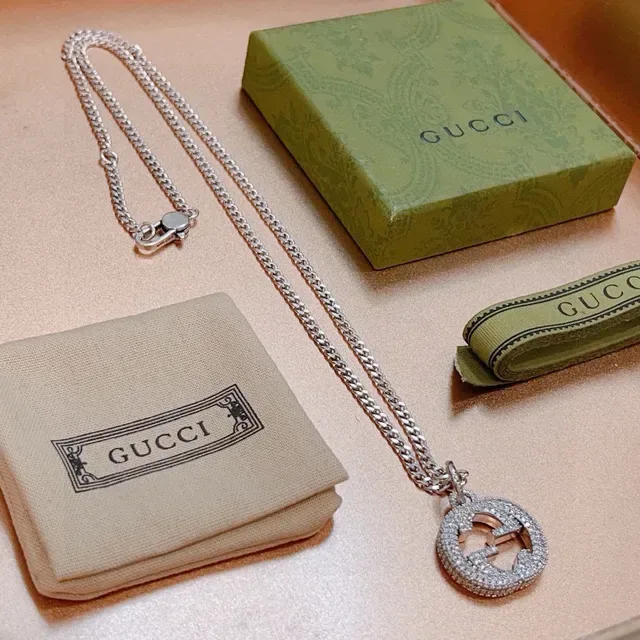Gucci GG Marmont Pavé Interlocking G Pendant Necklace 2