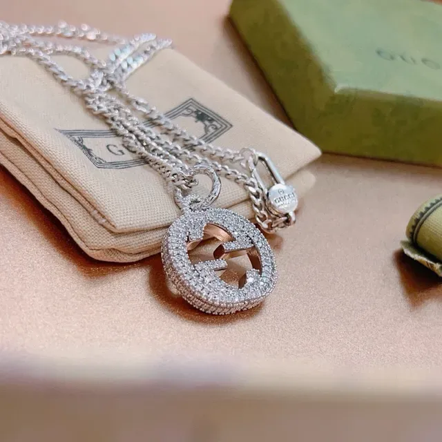 Gucci GG Marmont Pavé Interlocking G Pendant Necklace 3