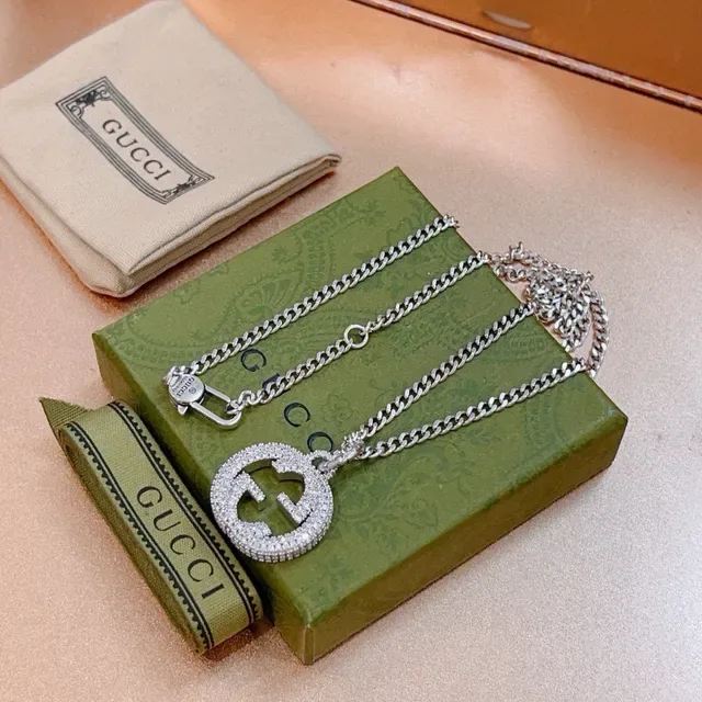 Gucci GG Marmont Pavé Interlocking G Pendant Necklace 4
