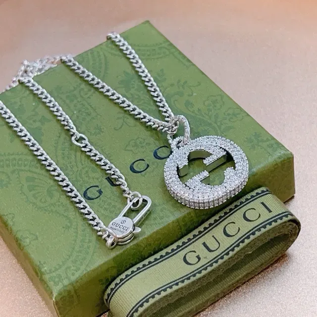 Gucci GG Marmont Pavé Interlocking G Pendant Necklace 5