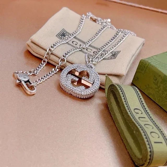 Gucci GG Marmont Pavé Interlocking G Pendant Necklace 6