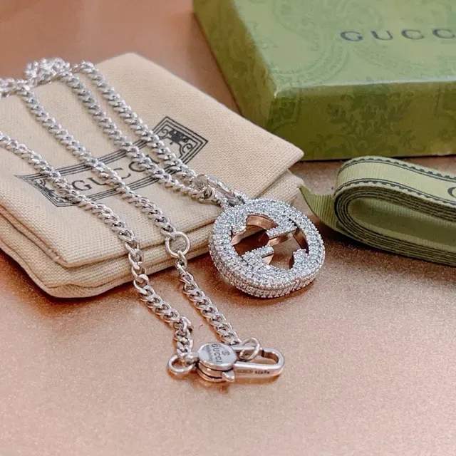 Gucci GG Marmont Pavé Interlocking G Pendant Necklace 8