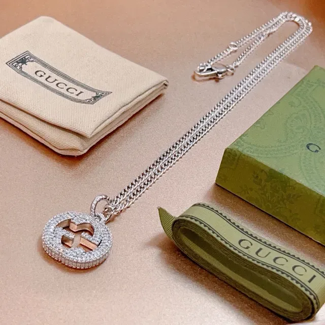 Gucci GG Marmont Pavé Interlocking G Pendant Necklace 9