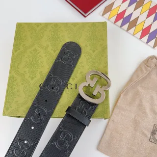 Gucci GG Marmont Perforated Black Leather Belt
