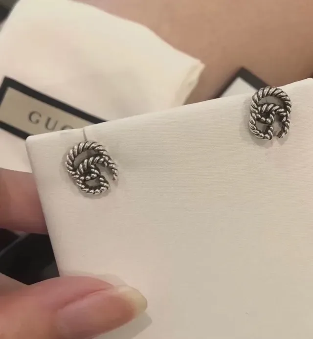 Gucci GG Marmont Rope-Twist Interlocking GG Stud Earrings 3