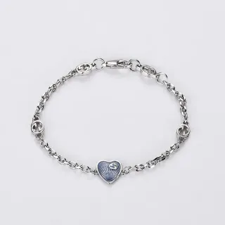 Gucci GG Marmont Silver Blue Chain Link Interlocking G Charms Bracelet