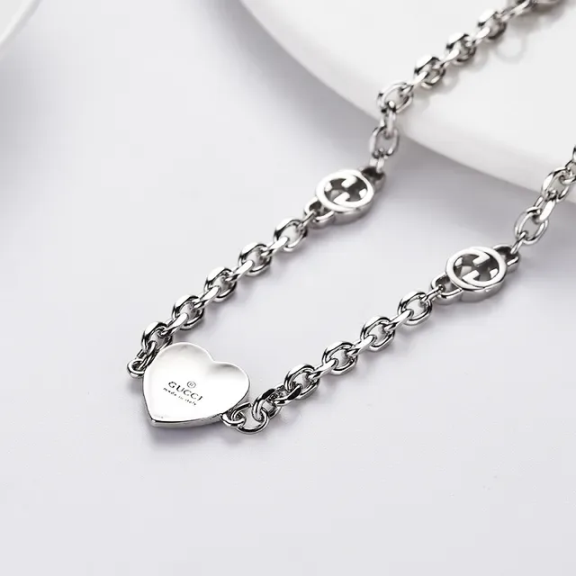 Gucci GG Marmont Silver Blue Chain Link Interlocking G Charms Bracelet 4