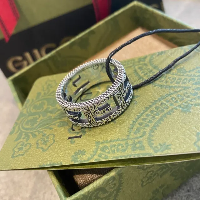Gucci GG Marmont চাঁদি সজ্জিত ফিলিগ্রি interlocking G মোটিফ आंगटি 2