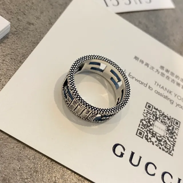 Gucci GG Marmont চাঁদি সজ্জিত ফিলিগ্রি interlocking G মোটিফ आंगटি 3