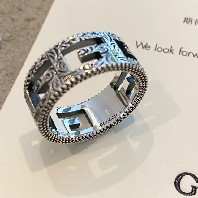 Gucci GG Marmont চাঁদি সজ্জিত ফিলিগ্রি interlocking G মোটিফ आंगटি 4