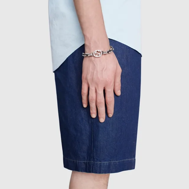 Gucci GG Marmont Silver-Tone Interlocking G Chain Bracelet 4