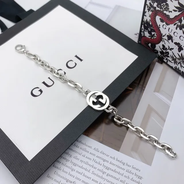 Gucci GG Marmont Silver-Tone Interlocking G Chain Bracelet 5