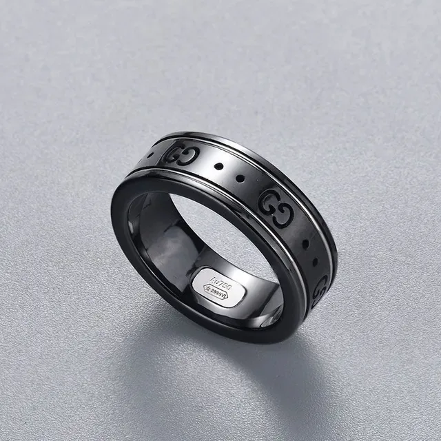 Gucci GG Marmont White Ceramic and Gold-Tone Ring 4
