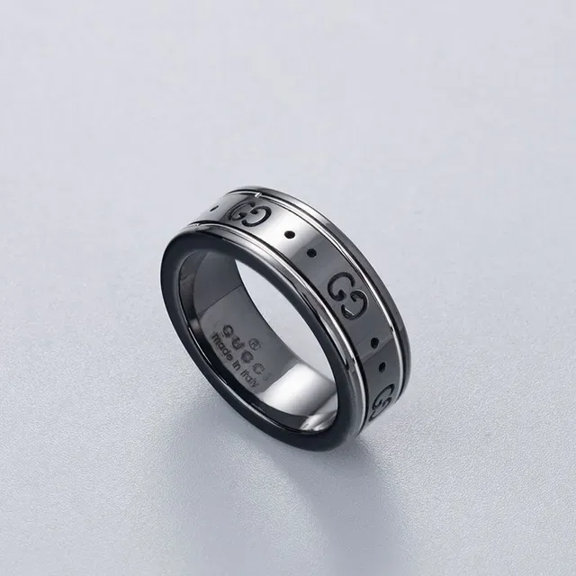 Gucci GG Marmont White Ceramic and Gold-Tone Ring 5