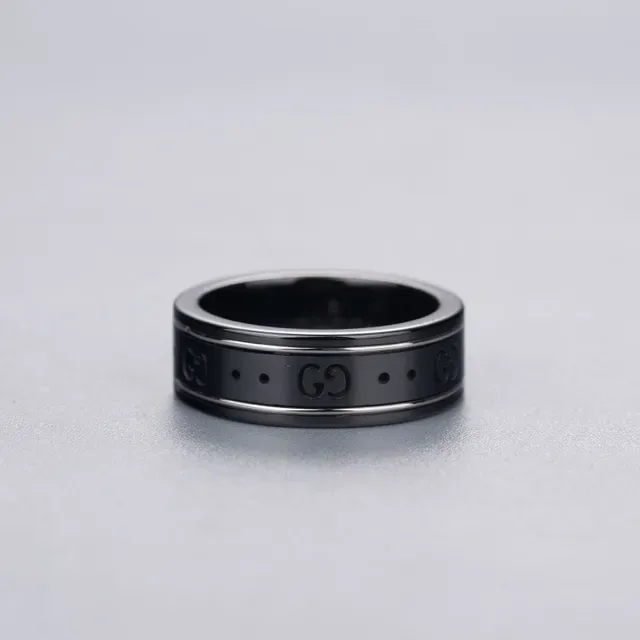 Gucci GG Marmont White Ceramic and Gold-Tone Ring 6